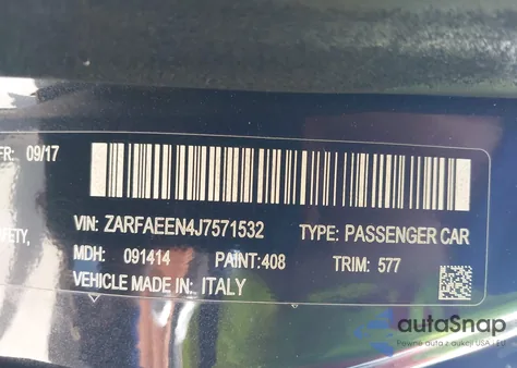 2018 Alfa Romeo Giulia Ti Lusso Awd из США, поврежденный, VIN ZARFAEEN4J7571532